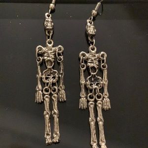 Skeleton Dangle Earrings Dangling Spooky Halloween Jewelry Vintage
